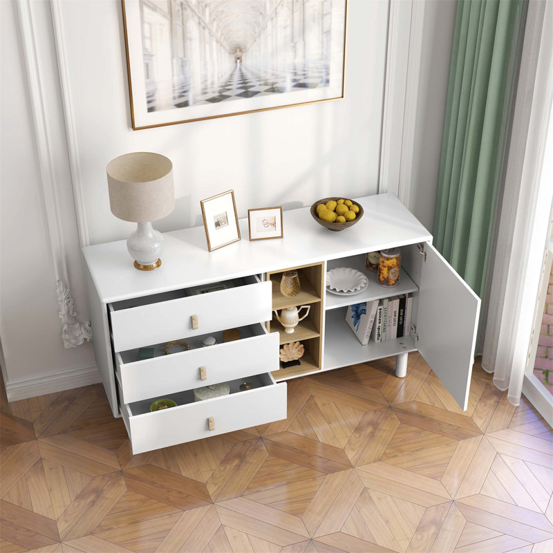 Commode combinée 3 tiroirs Heffernan, Blanc