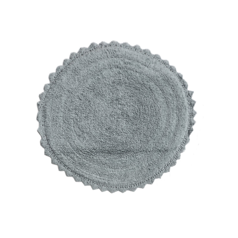 100% Cotton Non-Slip Bath Rug, Gray