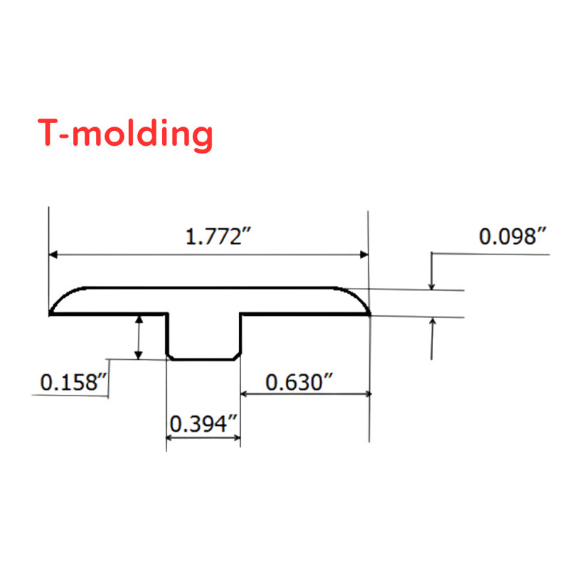 Moulure en T en PVC imperméable Hydrostop T 0,2 po x l 1,8 po x L 94 po, Cabana Reefline