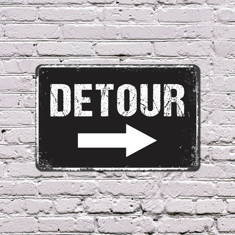 Enseigne en plastique 11 po x 17 po Detour Highway Road, H 11 po x l 17 po x P 0,1 po