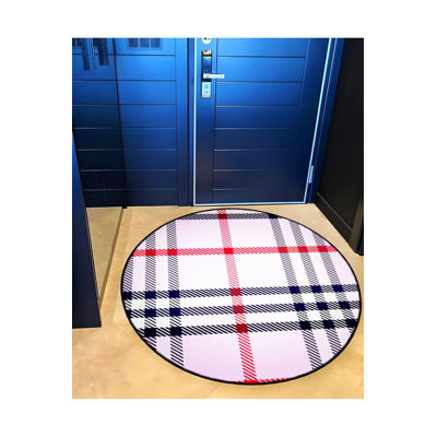 Tapis rond rond à motif tissé noir