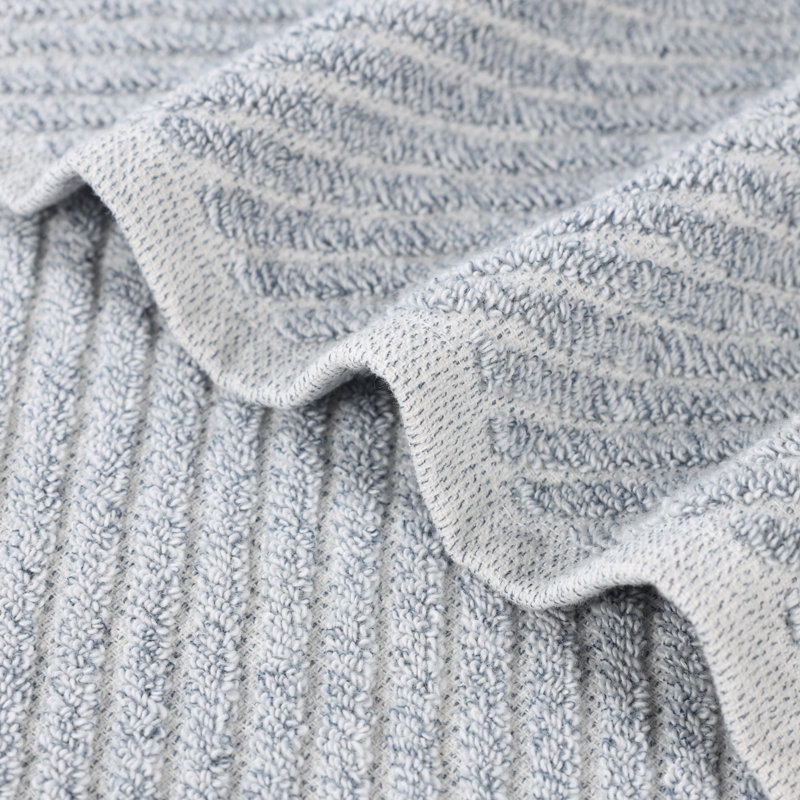 Quick Dry Cotton Blend Diagonal Ribbed Oversized Bath Sheets, Denim Blue