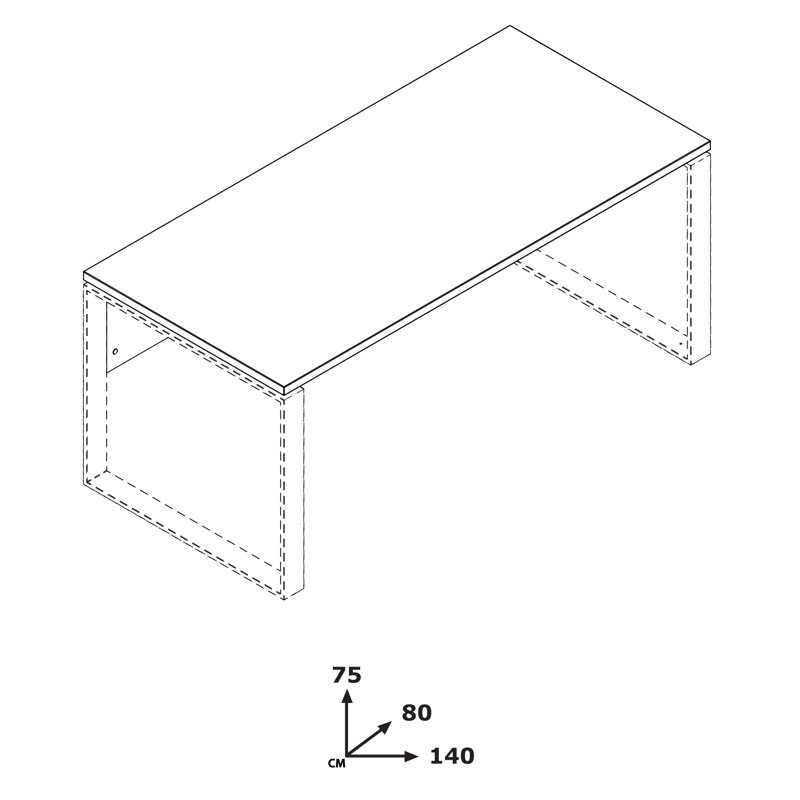 Disegno Writing Desk, Brown/White, 74.5cm H x 140cm W x 80cm D