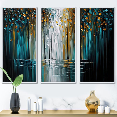 «Abstract Nature Trees», peinture I - 3 pièces sur toile