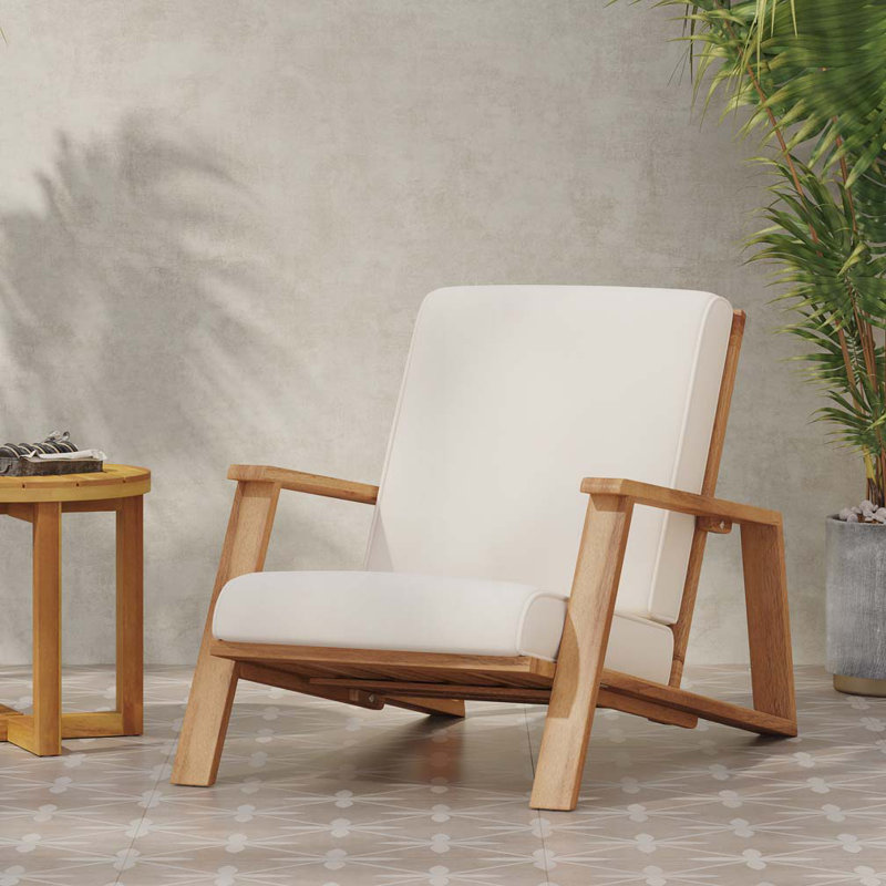 Outdoor Acacia Wood Armchair, Beige