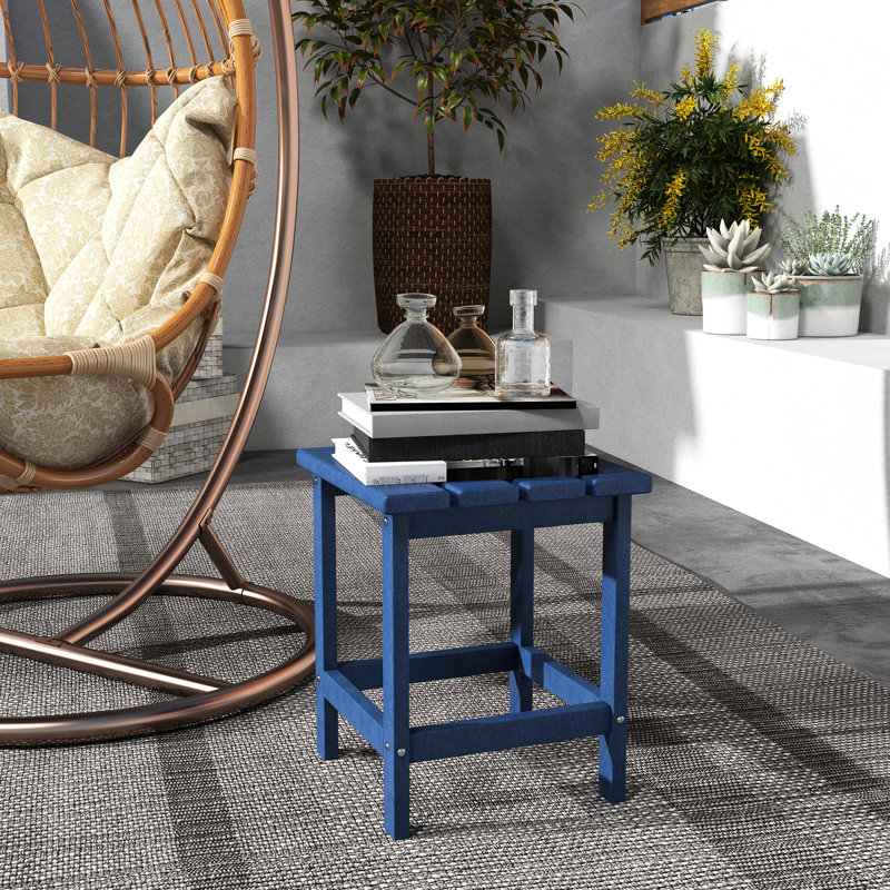 Table de jardin carrée bleue - Extrémité extérieure de 15 po pour le porche, la piscine, le balcon, capacité de 110 lb par intempéries