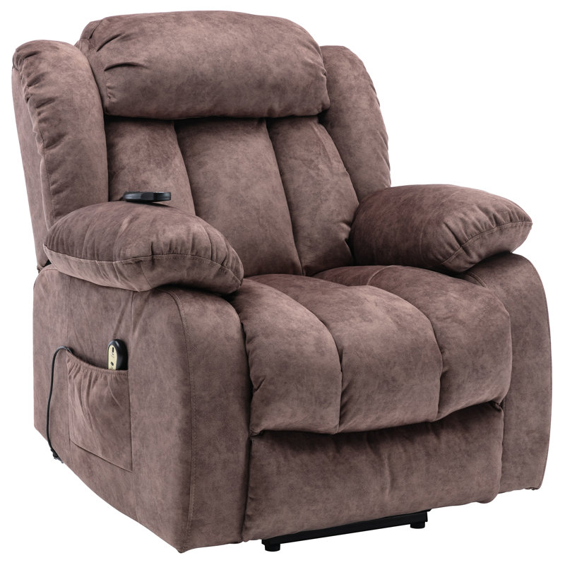 Demp Upholstered Heated Massage Chair, Brown