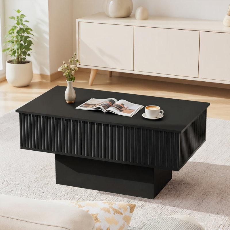 Smart Lift-top Coffee Table With Led Lights And Power Outlets – Modern Rectangular Coffee Table With Hidden Storage, Usb & Type-c Charging Ports, Carb Compliant Mdf, For Living Room