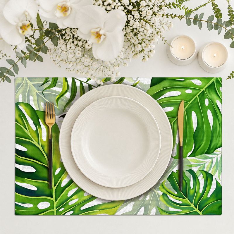 4-Piece Polyester Rectangle Dining Table Placemat