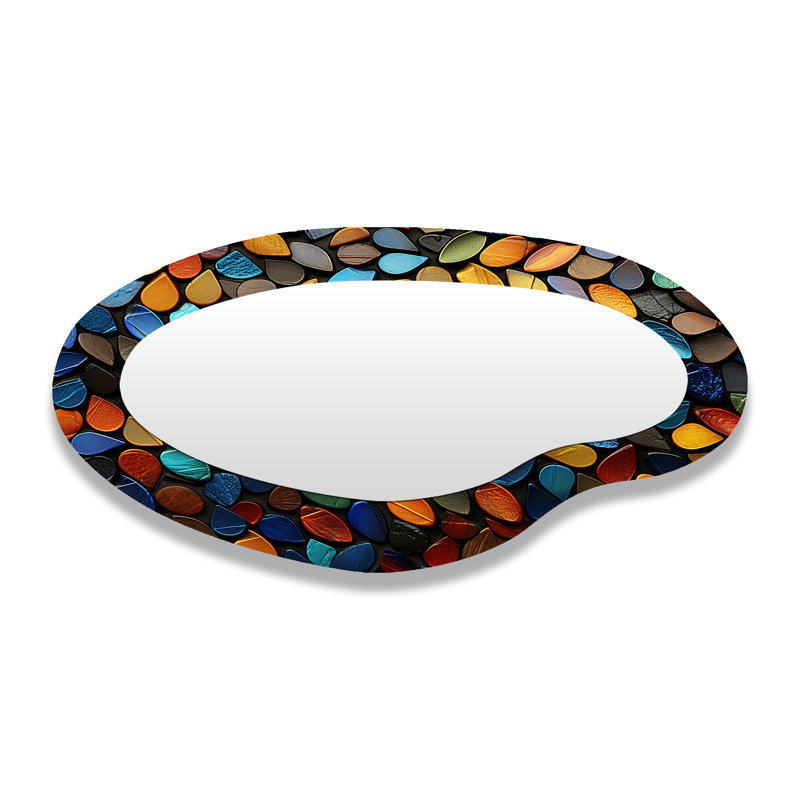 Essence de pierre colorée «Zen», miroir mural asymétrique