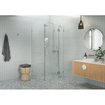 Halo 36 in. x 36 in. x 78 in. 90-degree Fully Frameless Glass Hinged Shower Enclosure