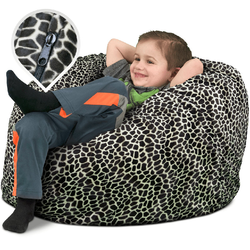  | Housse de remplacement pour fauteuil à billes 3 pi pour enfants seulement | Lavable amovible | Housse seulement, Navy Fur
