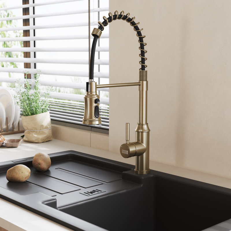 Belfry Kitchen Kitchen Faucet, Gold/Black