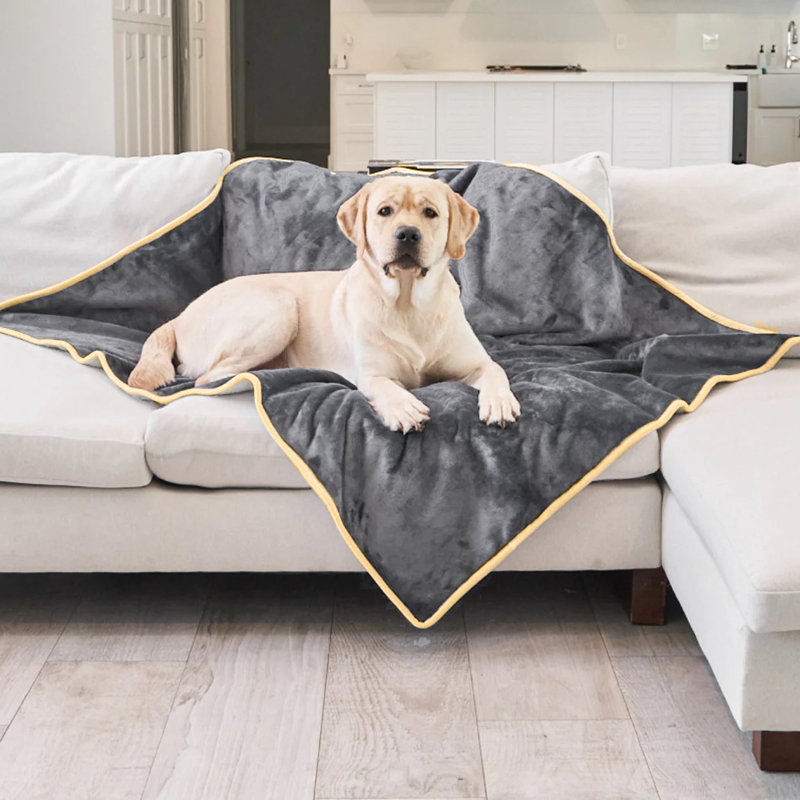 Protecteur pour chien / chat en flanelle et sherpa réversible 62 po x 51,5 po pour canapé, lit et canapé