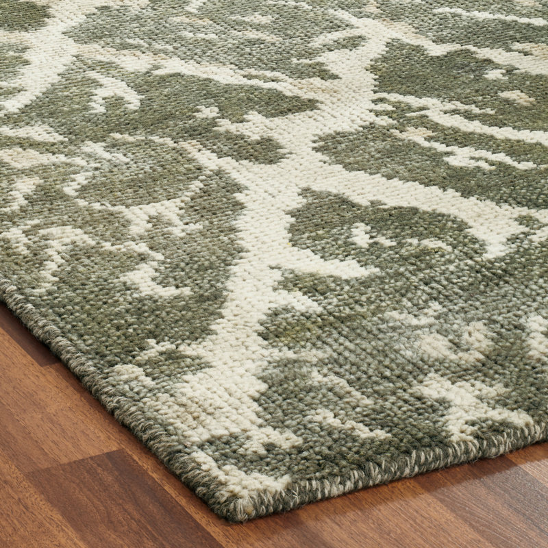 Wool Abstract Area Rug in Gray/Brown, Rectangle 12' x 15'