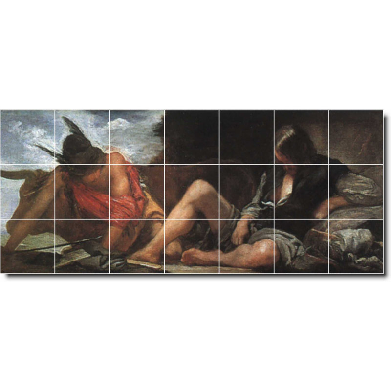 Carreau de peinture murale décorative 29,75 po x 12,75 po 4,25 po x 4,25 po, Diego Velazquez, peinture de mythologie W09088