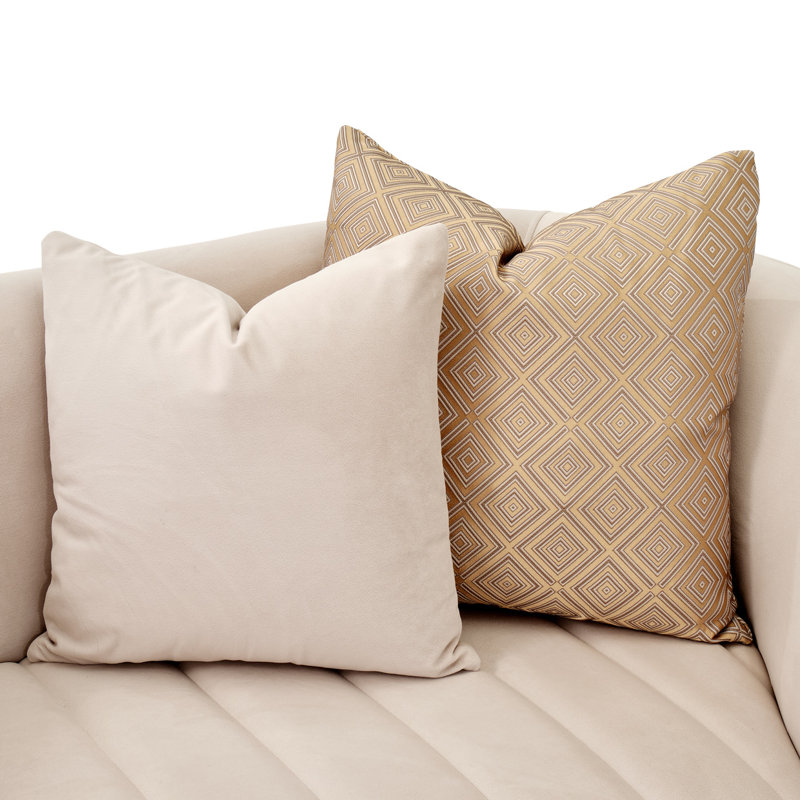 Ariana 83'' Velvet Round Arm Loveseat, Beige, 31" H x 97" W x 35" D