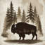 Édredon Bison In Forest Scene-135987082-135987080