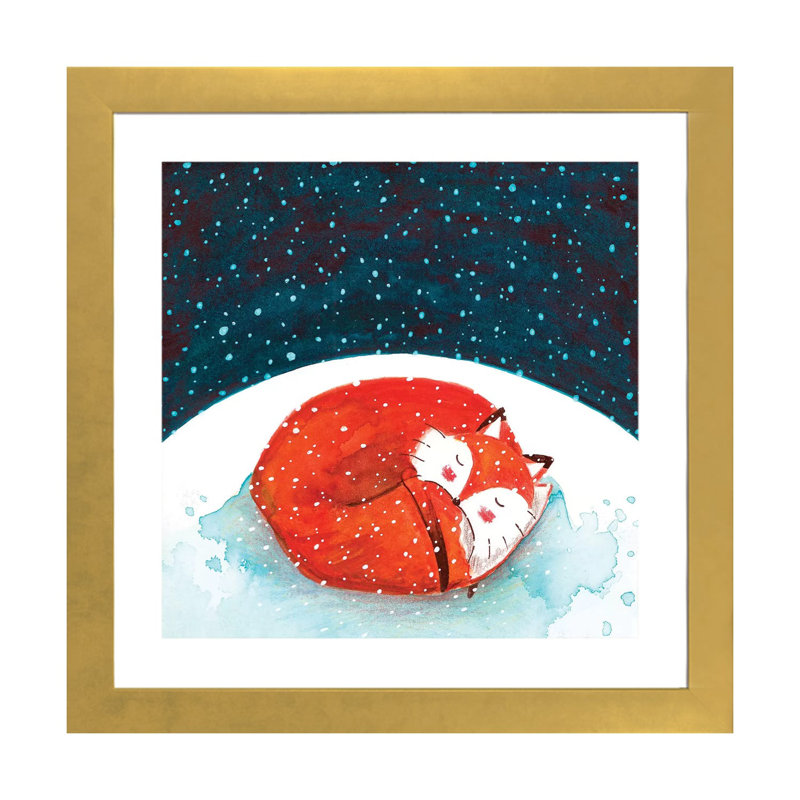 Fox Winter II - imprimé, Papier encadré doré, Blanc, H 24 po x l 24 po x p 1 po