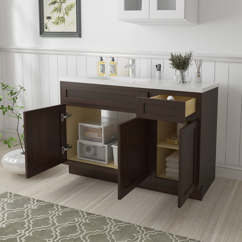 Base de meuble-lavabo simple 54 po, Brun
