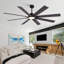 Ventilateur de plafond de 70 pouces avec télécommande, 8 pales de ventilateur double face en composite de bois massif, 6 vitesses, rotation bidirectionnelle, 3 CCT, éclairage à intensité variable, convient aux grands espaces