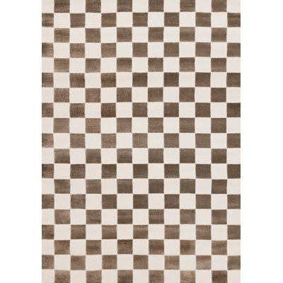 Tapis d'intérieur à carreaux brun Marshay