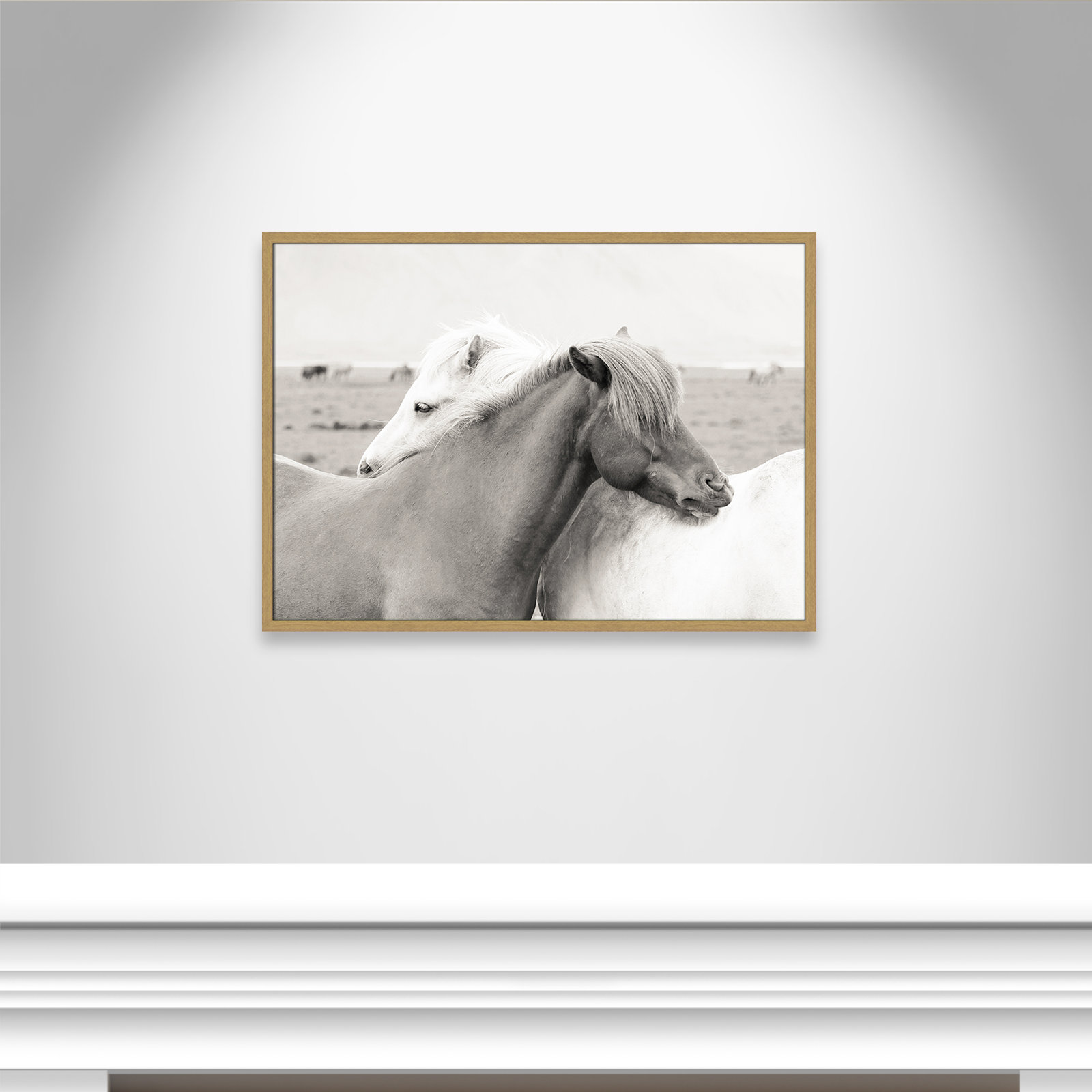 Melanie "Icelandic Meadow Horses" Print, 25.5" H x 35.5" W x 0.75" D, Natural Wood Grain Framed