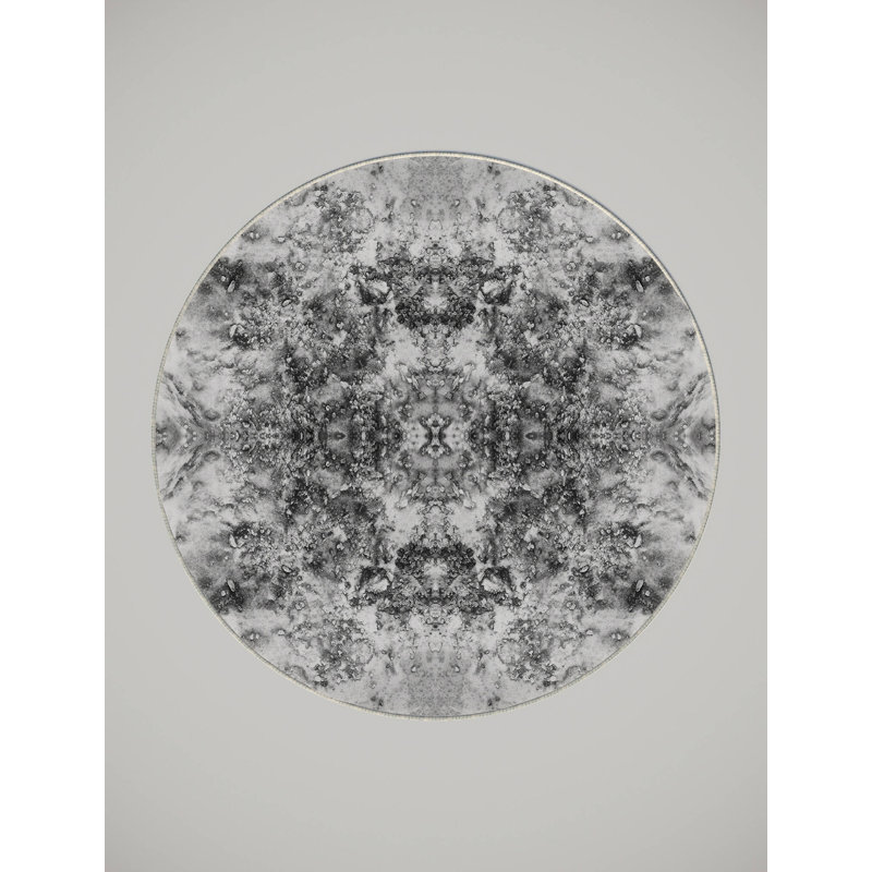 Heggs Washable Abstract Indoor Rug, Round 3'