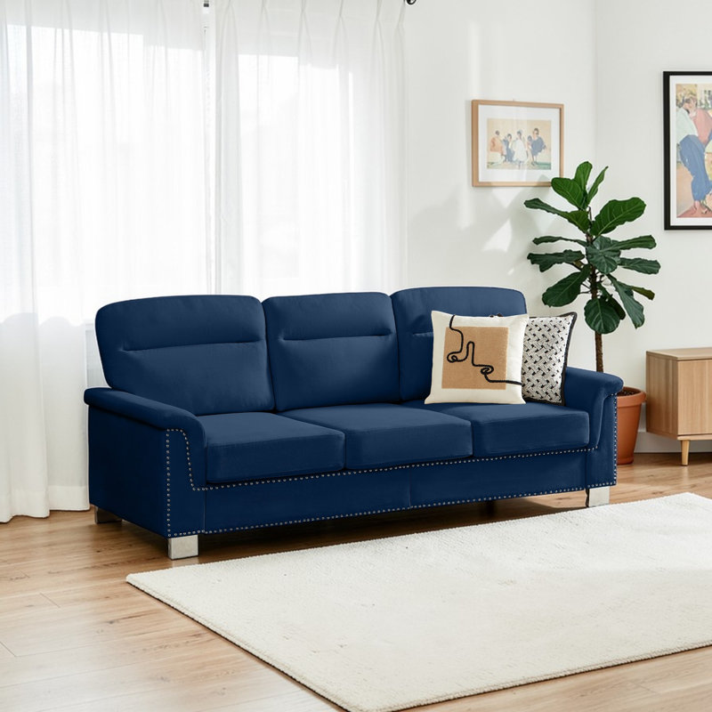 Canapé rembourré en mousse Snowfleece de 82 po Brooklington, Bleu