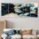 «Golden Arrangement Daisies Ink II» - art mural marguerites - art mural traditionnel pour le salon