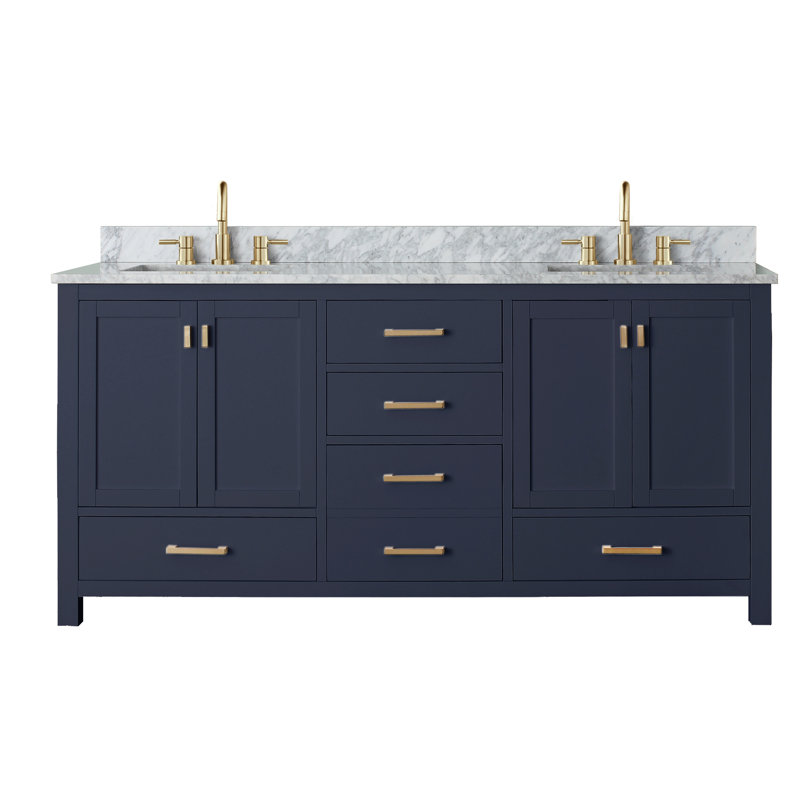 Modero 72" Double Bathroom Vanity with Top, Carrera White Marble, Chilled Gray