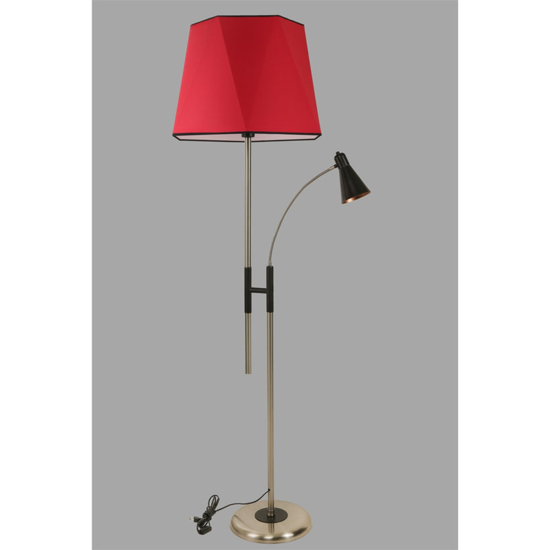 Raymer 165cm Torchiere Floor Lamp, Bronze, Red