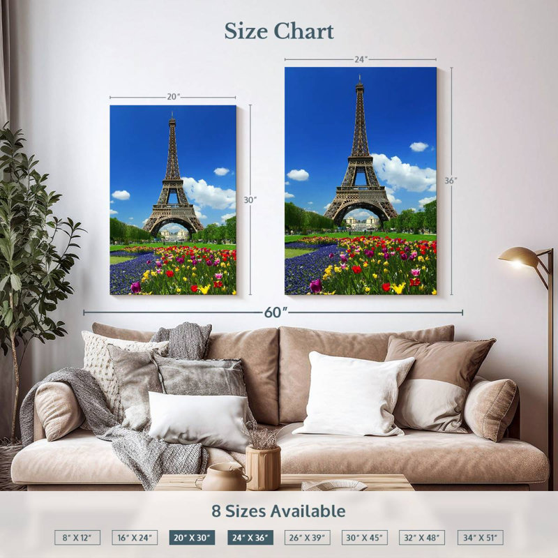 Tour Eiffel Aime au printemps, H 36 po x l 24 po