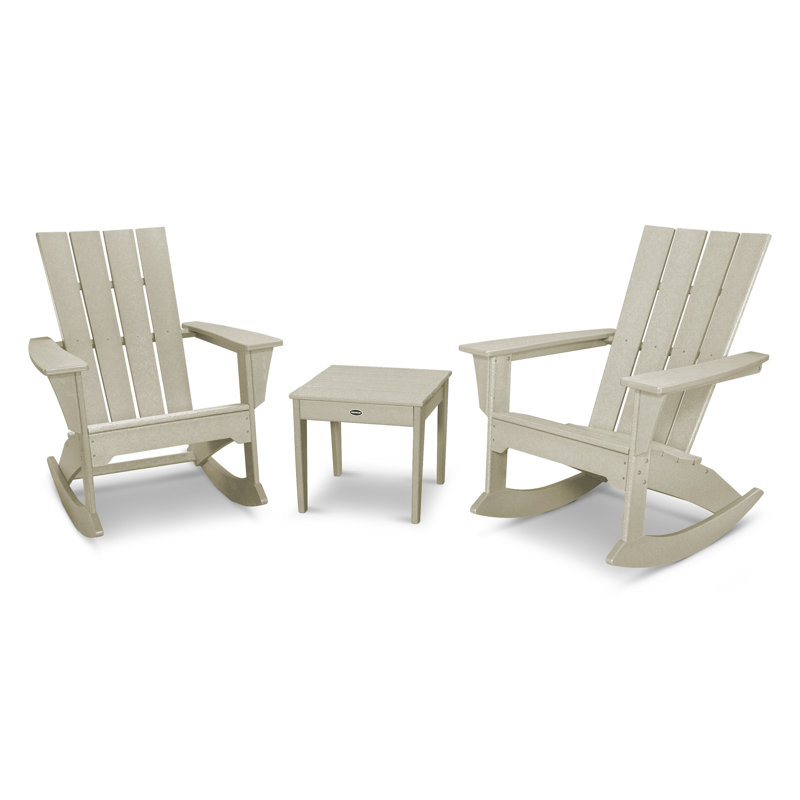 POLYWOOD Quattro 3-Piece Rocker Set, Sand