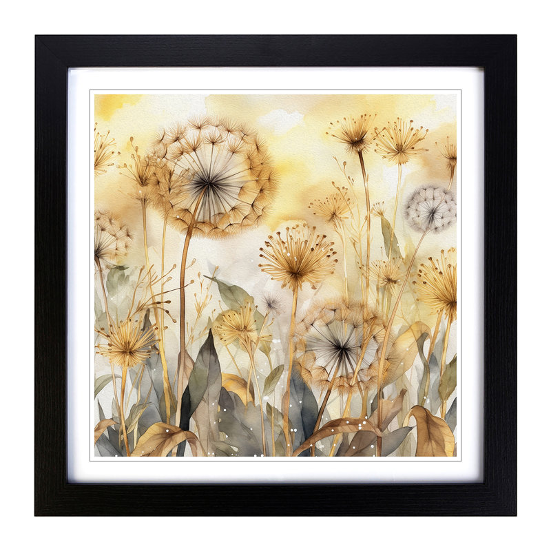 Dandelion Boho - Framed Print, Black