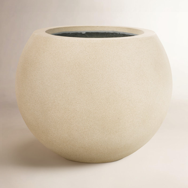 Mcgill Concrete Pot Planter, Beige, 12.7" H x 15.7" W x 15.7" D