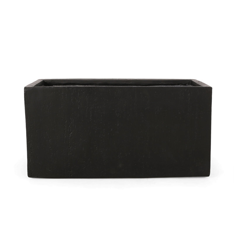 Outdoor Large Square Mgo Planter, 16" H x 31.25" W x 15.75" D, Black