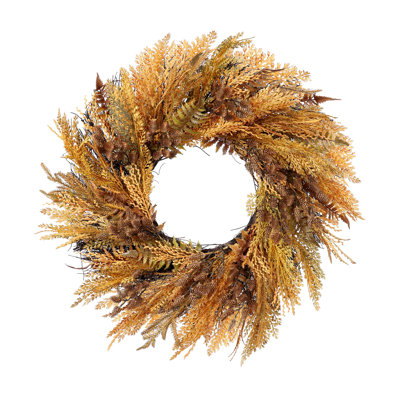 FALL WHEAT AND FERN WREATH