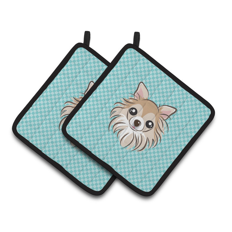 Cuisinier poignée chihuahua caroline trésors Checkerboard, Bleu