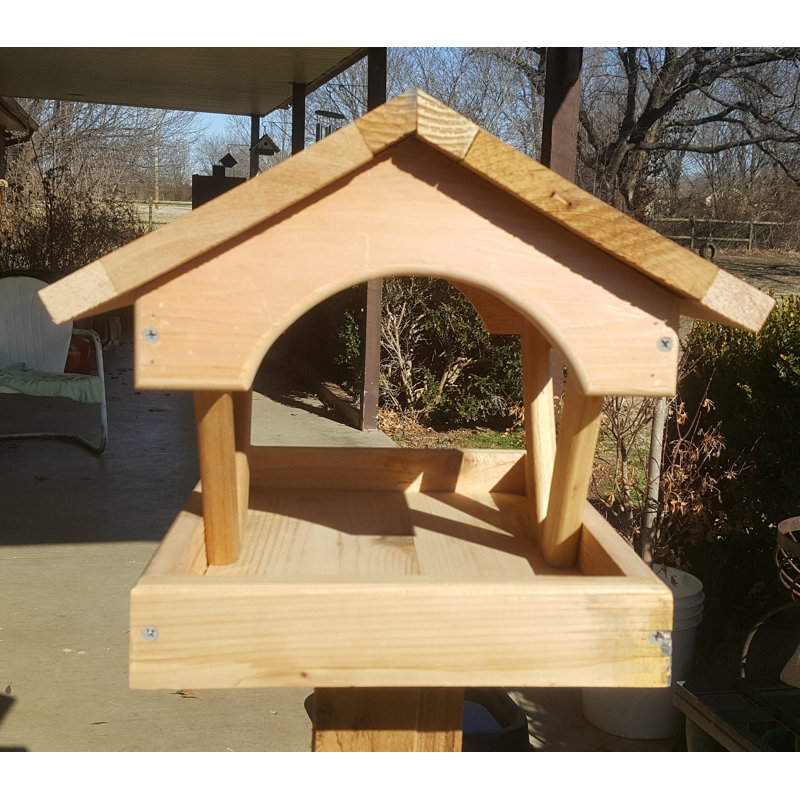 Catrin Wood Pole Tray Bird Feeder
