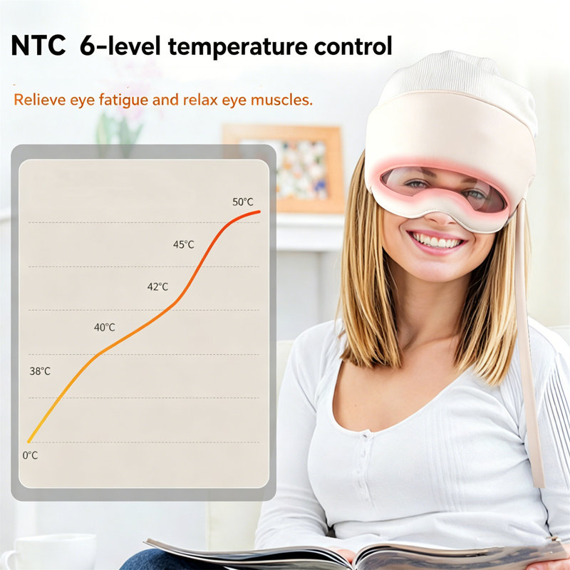  2-in-1 Head & Eye Airbag Massager, 38-50°c Adjustable Heat Therapy, 3 Massage Modes With Timer For Stress Relief And Eye Fatigue Relief