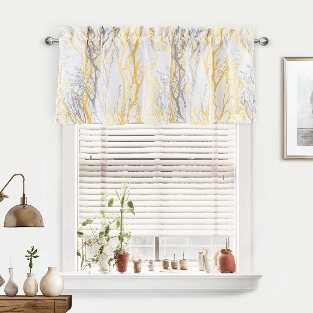 Carbone Polyester Tailored 52'' Window Valance (Set of 2) Lark Manor™ 