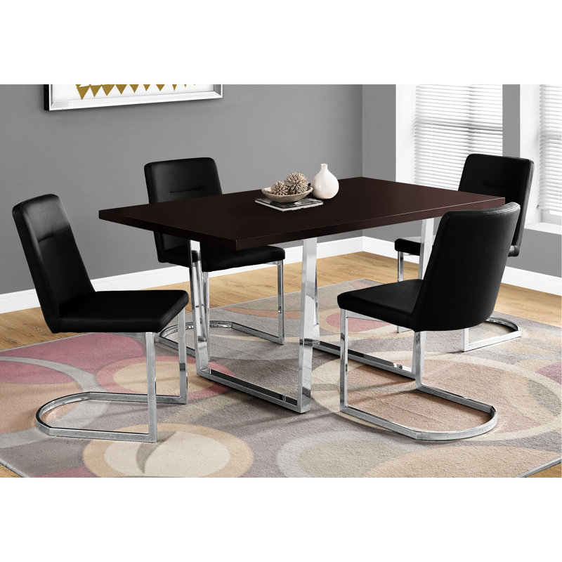 60" Rectangular Kitchen & Dining Table - Brown Laminate, Metal Base Laminate Surface, Legs, Modern And Spacious