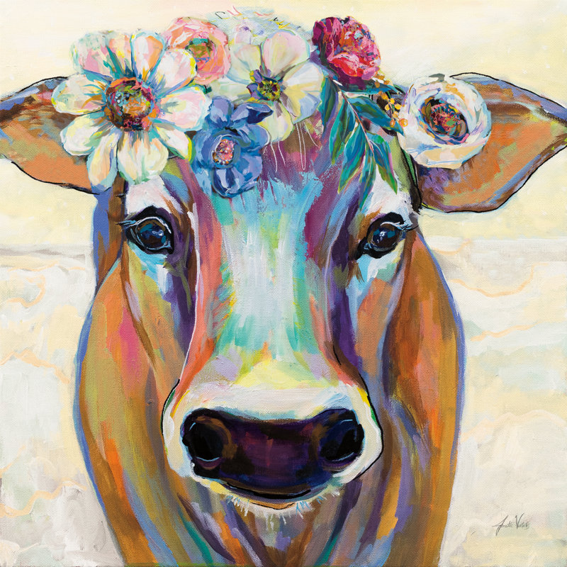 «Beau with Flowers» par Jeanette Vertentes, Cadre flottant noyer, Non, H 36 po x l 36 po