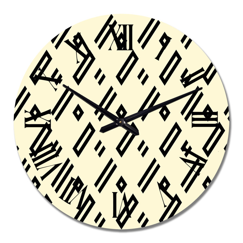 Beige noir diagonale géométrique - horloge murale à motifs, Moyenne