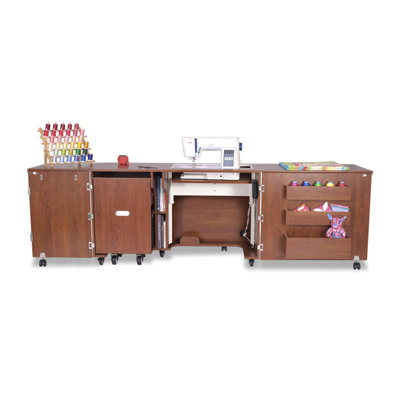 Arrow Sewing Wallaby Dual Rail Electric Sewing Cabinet, Teak