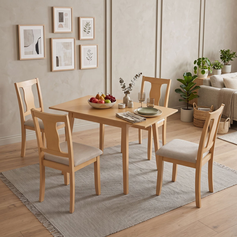 Ensemble de salle à manger 5 pièces à abattants avec table pliante et 4 chaises rembourrées pour économiser de l'espace
