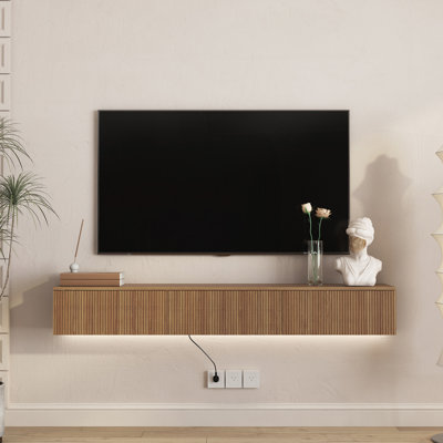 Meuble télé flottant fixé au mur avec 16 lumières DEL de couleur