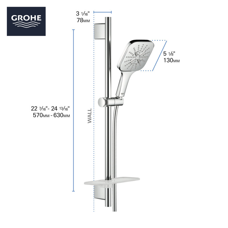 Eurocube Pressure Balance Rain Shower Set, Starlight Chrome
