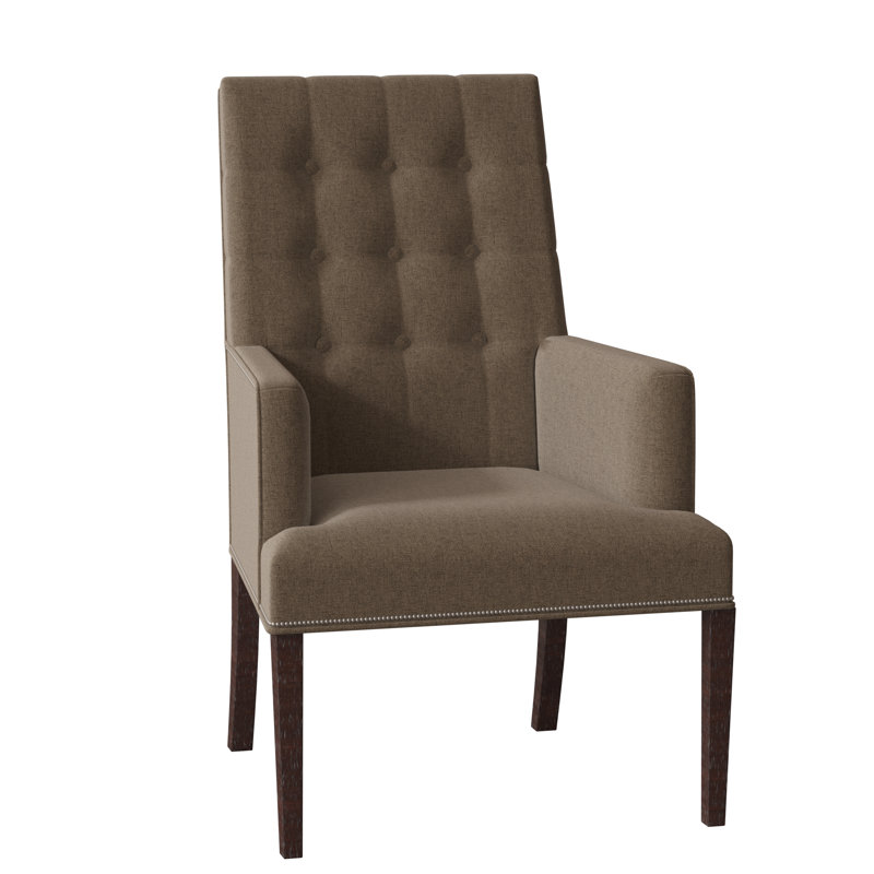 Libby Langdon 25.5" W Tufted Armchair, 8789 Bark Polyester, Espresso